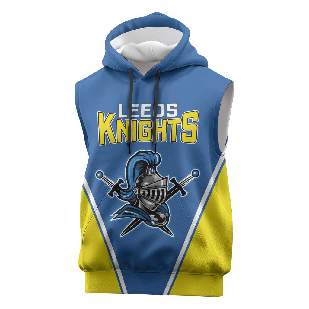 Custom West Knights of Yorkshire Sleeveless Hoodie Skate Hard Hit Harder Blue Version - Wonder Print Shop