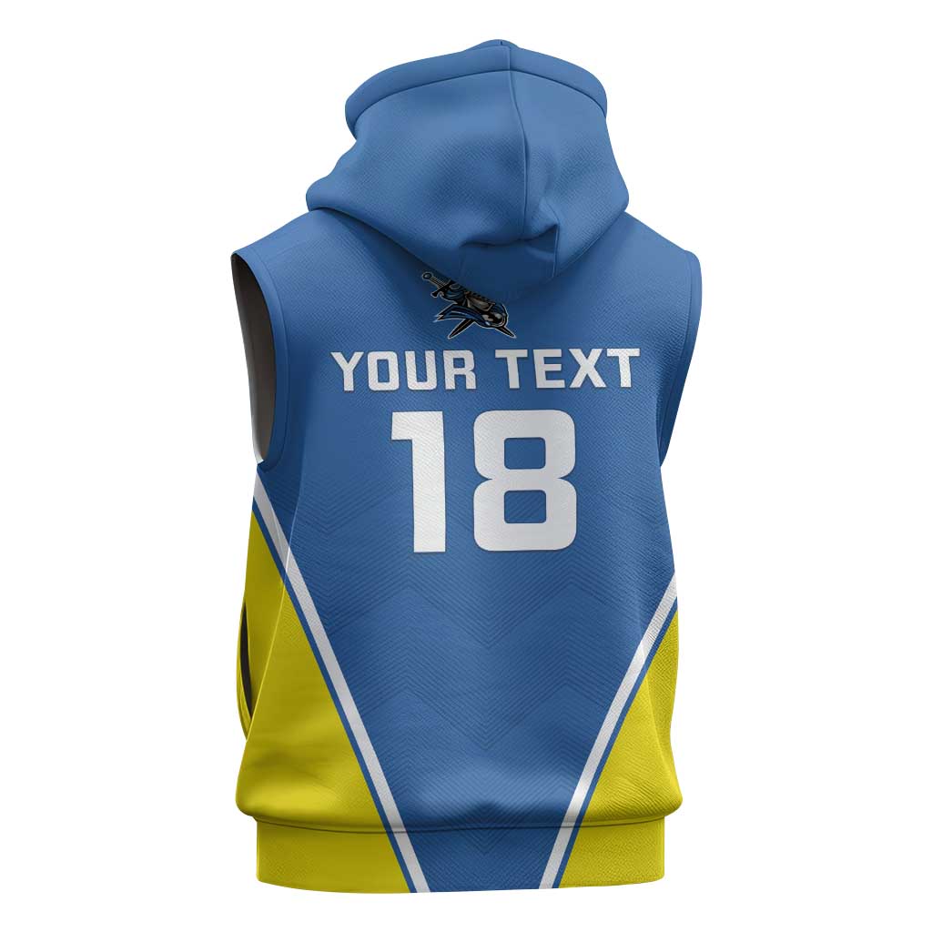 Custom West Knights of Yorkshire Sleeveless Hoodie Skate Hard Hit Harder Blue Version - Wonder Print Shop