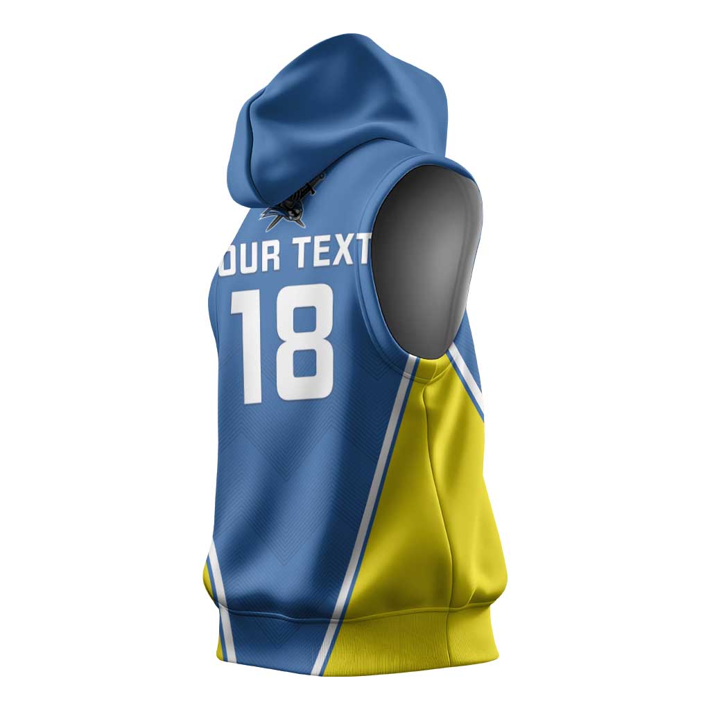 Custom West Knights of Yorkshire Sleeveless Hoodie Skate Hard Hit Harder Blue Version - Wonder Print Shop