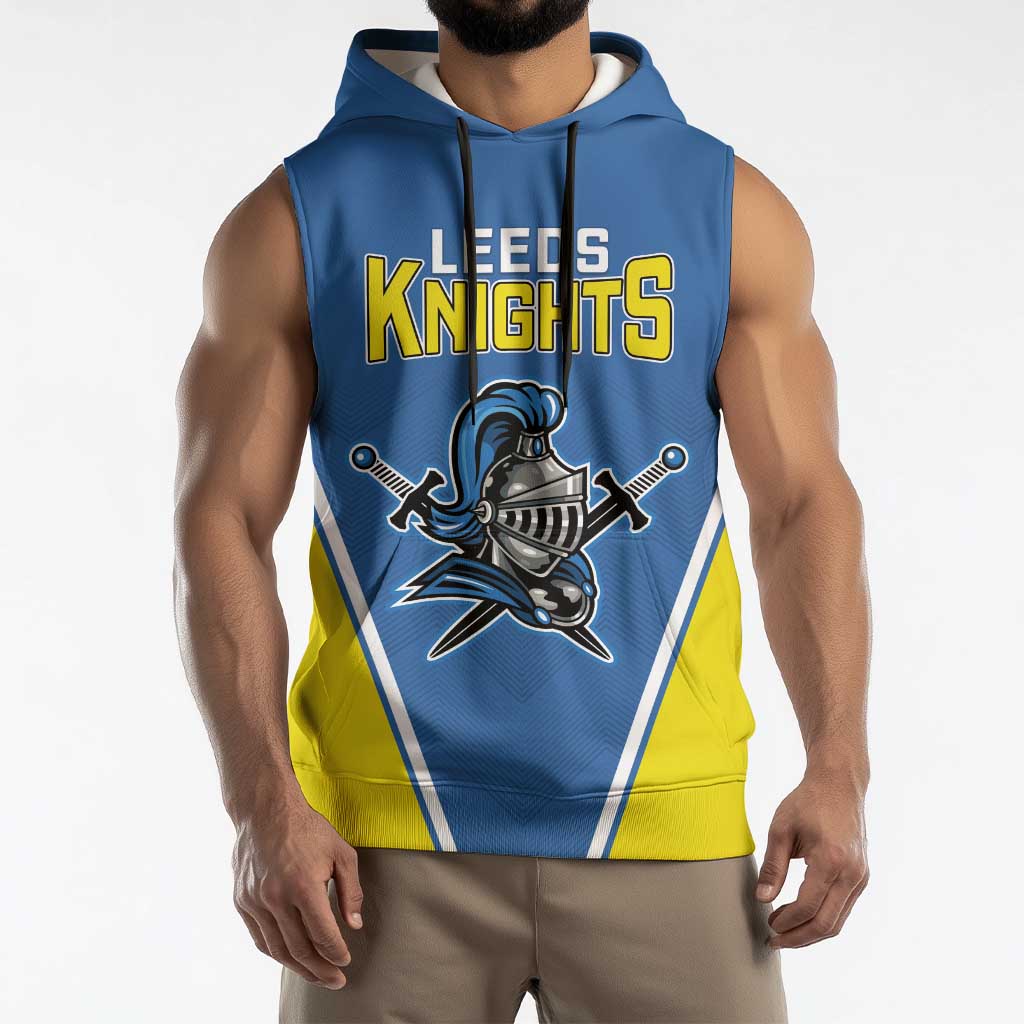 Custom West Knights of Yorkshire Sleeveless Hoodie Skate Hard Hit Harder Blue Version - Wonder Print Shop