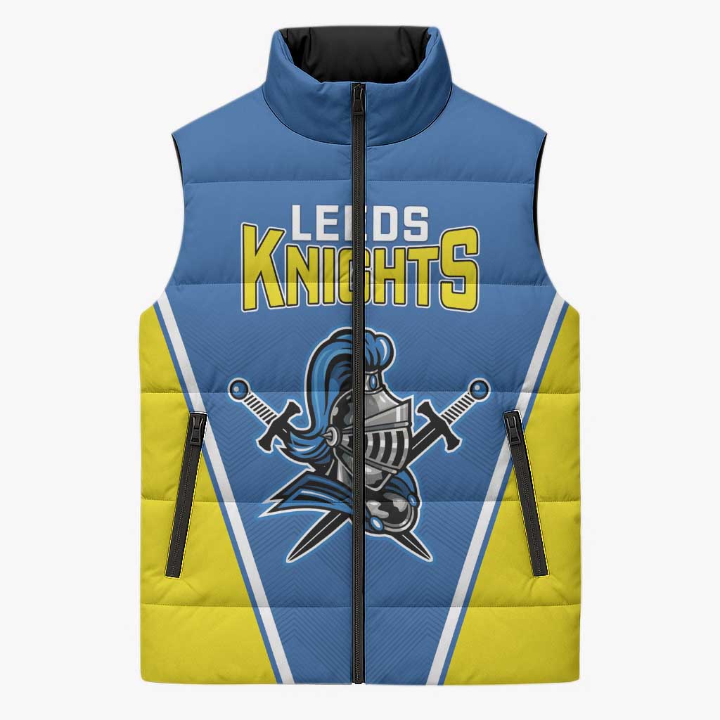 Custom West Knights of Yorkshire Sleeveless Puffer Jacket Skate Hard Hit Harder Blue Version - Wonder Print Shop