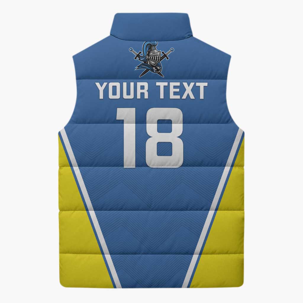 Custom West Knights of Yorkshire Sleeveless Puffer Jacket Skate Hard Hit Harder Blue Version - Wonder Print Shop