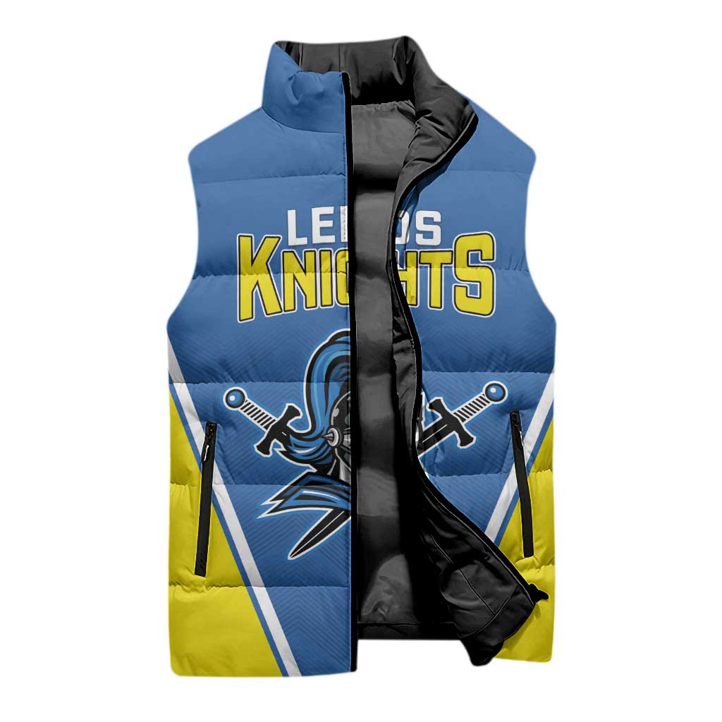 Custom West Knights of Yorkshire Sleeveless Puffer Jacket Skate Hard Hit Harder Blue Version - Wonder Print Shop