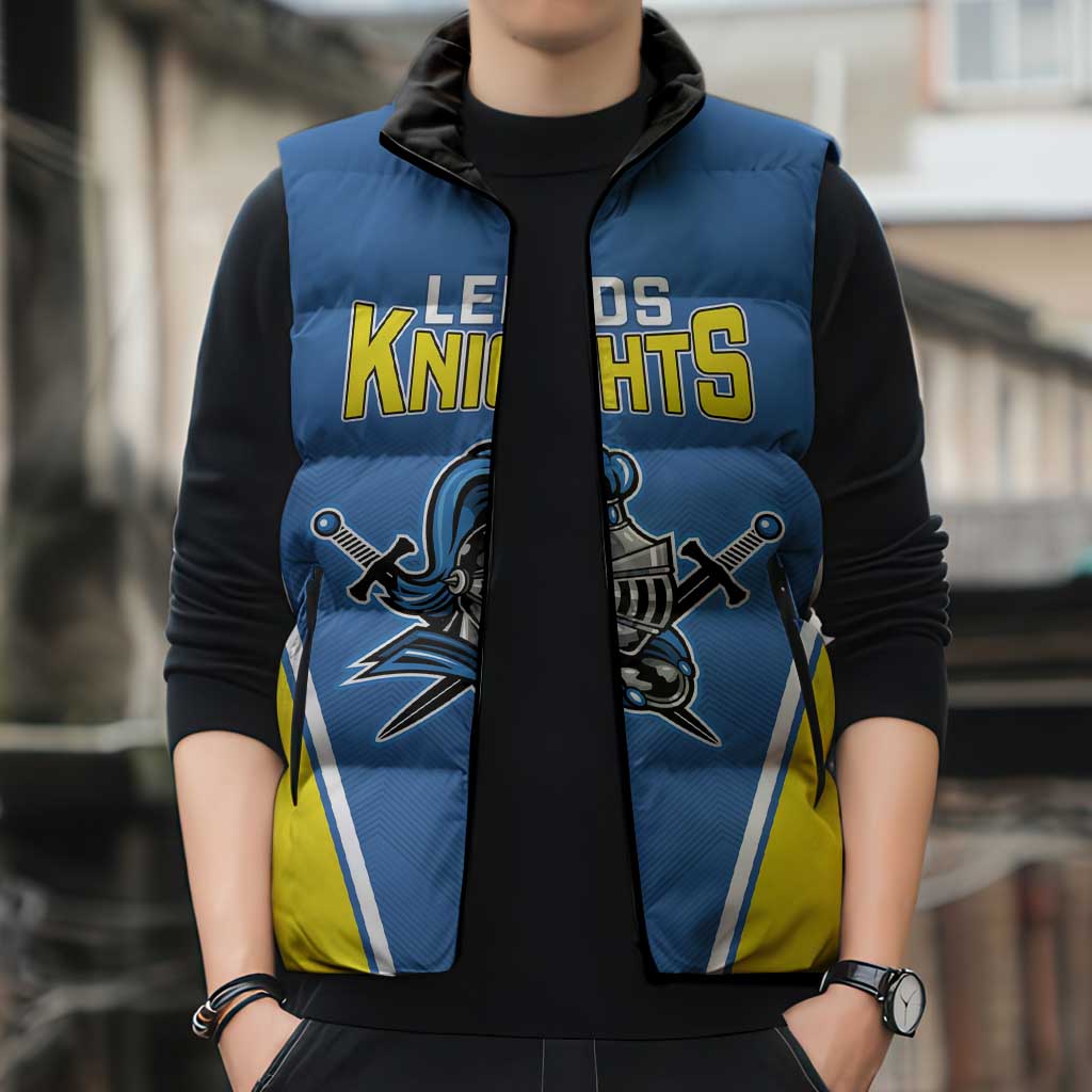Custom West Knights of Yorkshire Sleeveless Puffer Jacket Skate Hard Hit Harder Blue Version - Wonder Print Shop