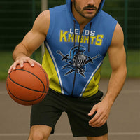 Custom West Knights of Yorkshire Sleeveless Zip Hoodie Skate Hard Hit Harder Blue Version - Wonder Print Shop