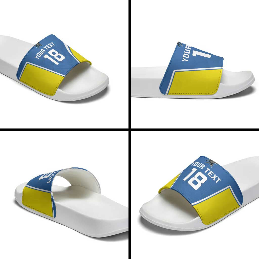 Custom West Knights of Yorkshire Slide Sandals Skate Hard Hit Harder Blue Version - Wonder Print Shop