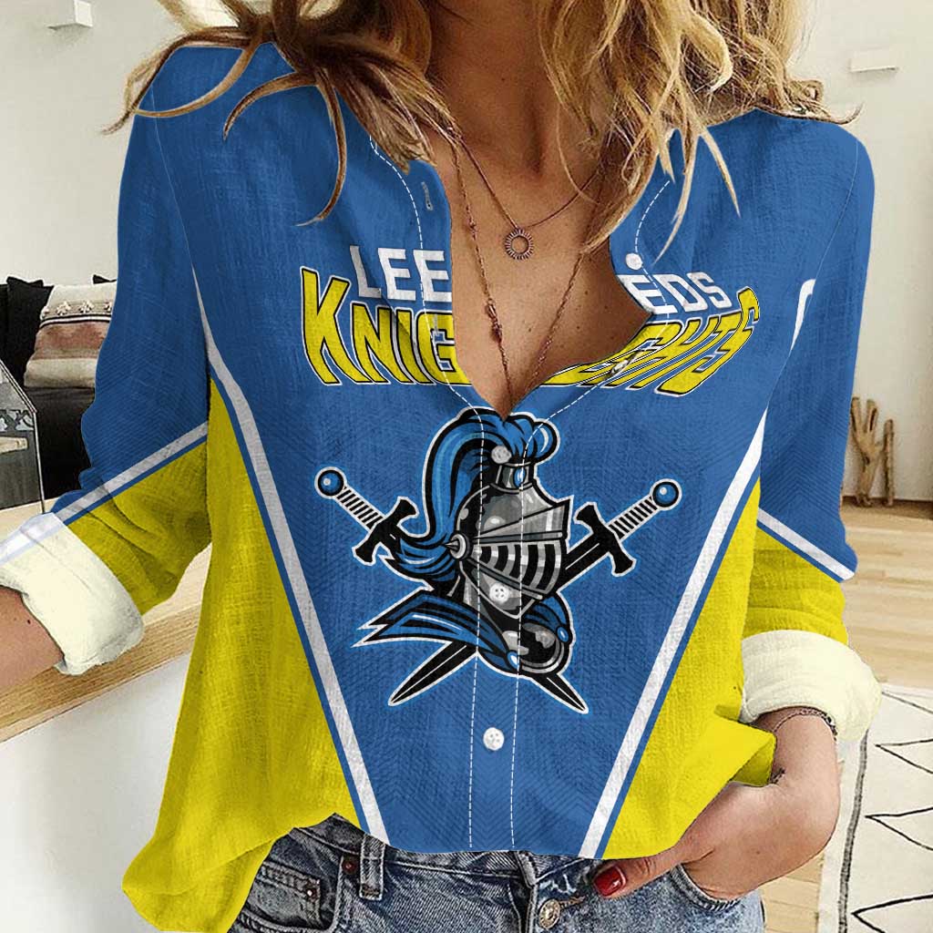 Custom West Knights of Yorkshire Women Casual Shirt Skate Hard Hit Harder Blue Version - Wonder Print Shop