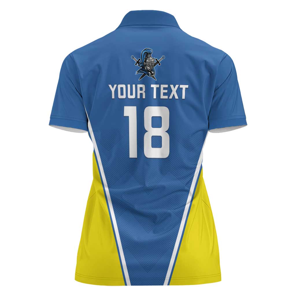 Custom West Knights of Yorkshire Women Polo Shirt Skate Hard Hit Harder Blue Version - Wonder Print Shop