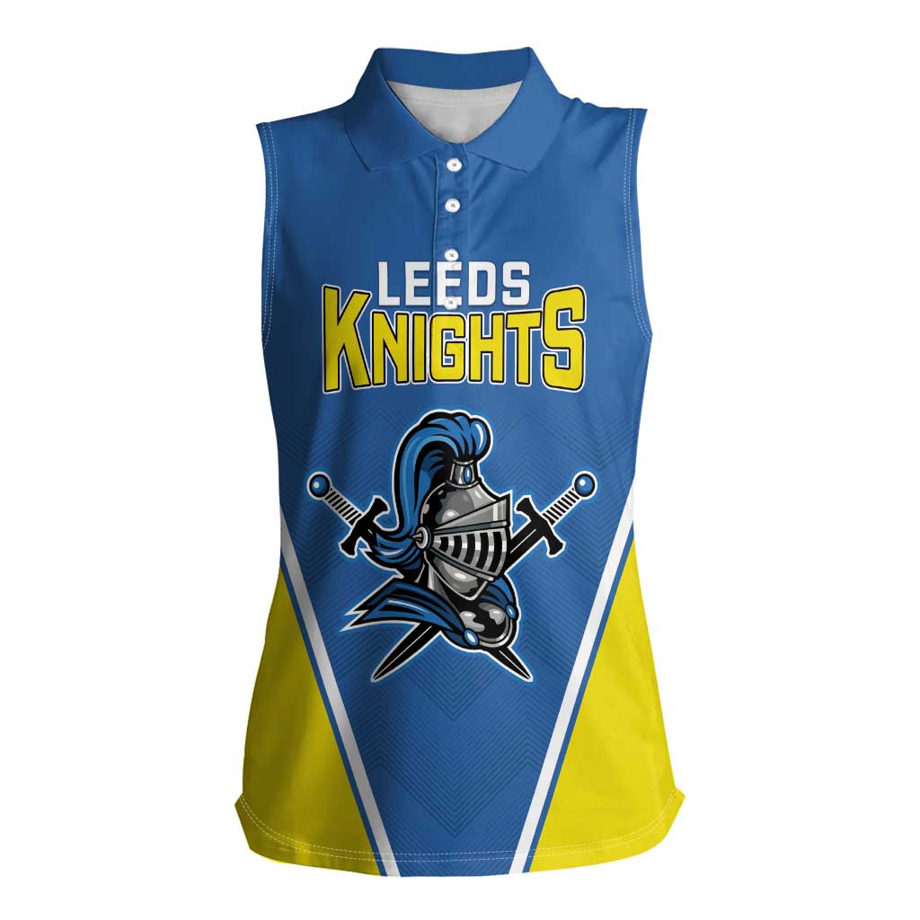 Custom West Knights of Yorkshire Women Sleeveless Polo Shirt Skate Hard Hit Harder Blue Version - Wonder Print Shop