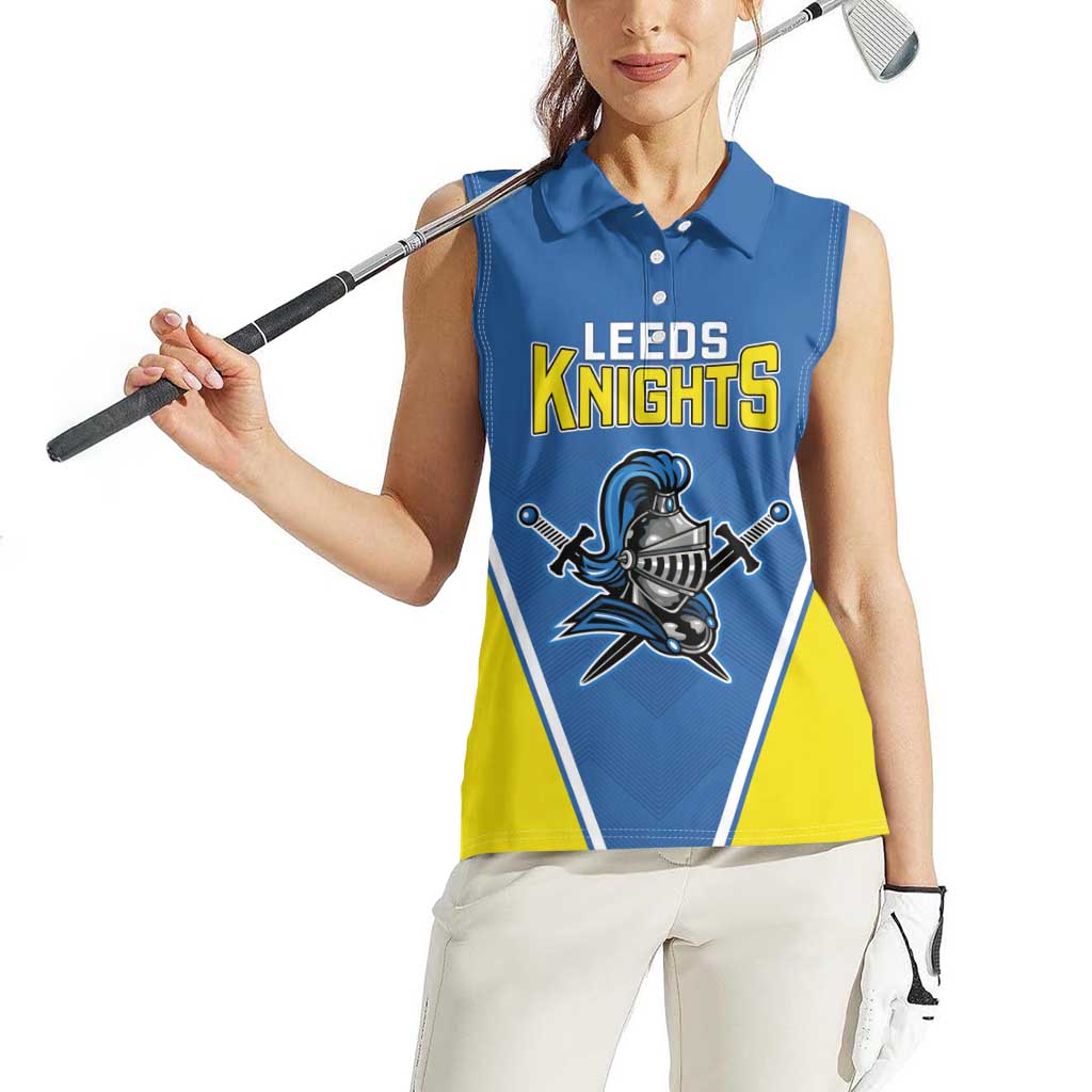 Custom West Knights of Yorkshire Women Sleeveless Polo Shirt Skate Hard Hit Harder Blue Version - Wonder Print Shop