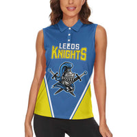 Custom West Knights of Yorkshire Women Sleeveless Polo Shirt Skate Hard Hit Harder Blue Version - Wonder Print Shop