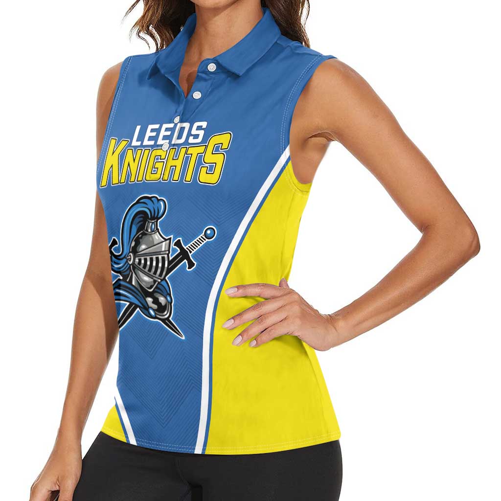 Custom West Knights of Yorkshire Women Sleeveless Polo Shirt Skate Hard Hit Harder Blue Version - Wonder Print Shop