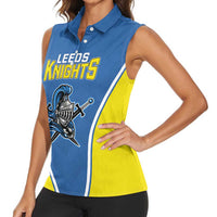 Custom West Knights of Yorkshire Women Sleeveless Polo Shirt Skate Hard Hit Harder Blue Version - Wonder Print Shop