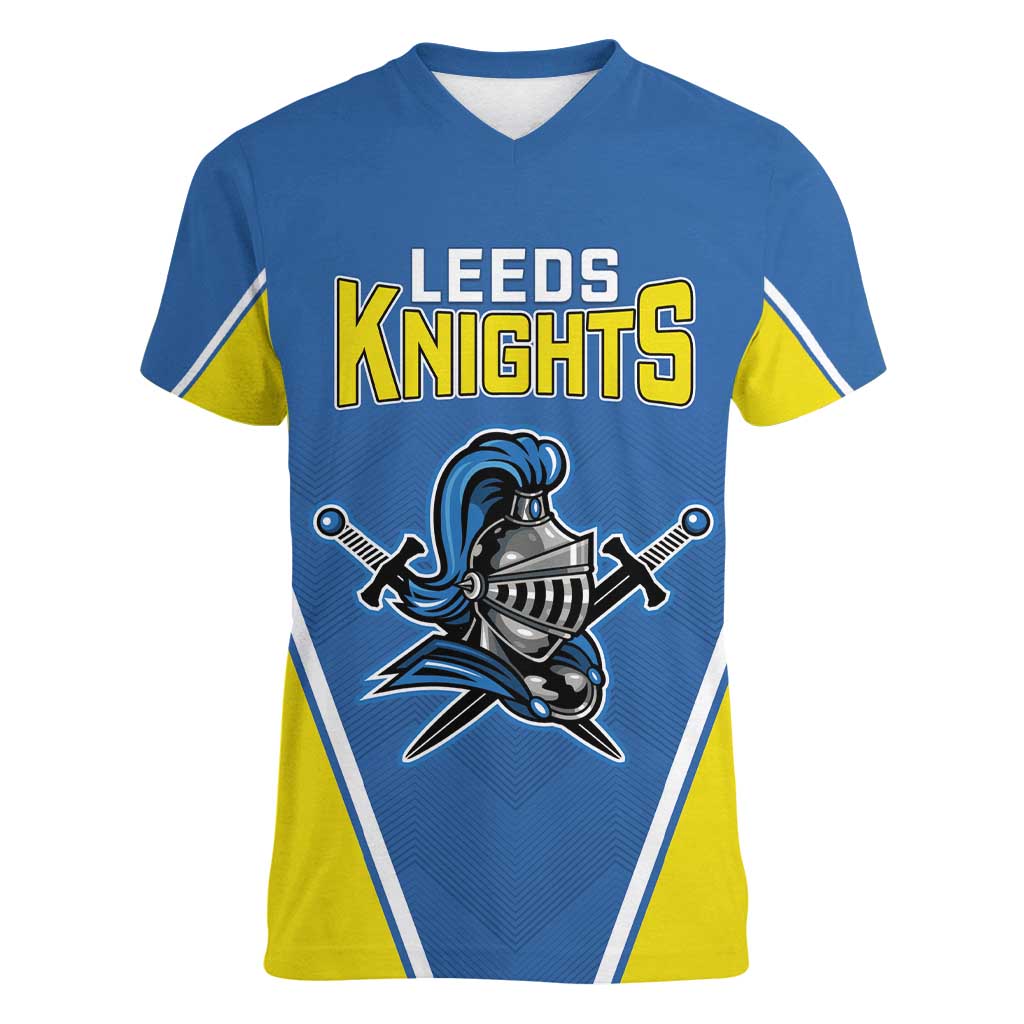 Custom West Knights of Yorkshire Women V-Neck T-Shirt Skate Hard Hit Harder Blue Version - Wonder Print Shop