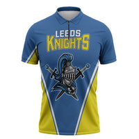 Custom West Knights of Yorkshire Zipper Polo Shirt Skate Hard Hit Harder Blue Version - Wonder Print Shop