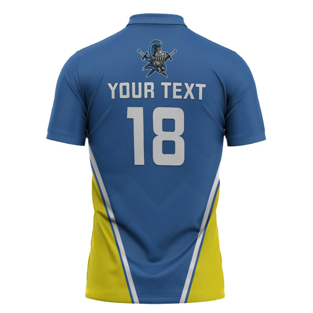 Custom West Knights of Yorkshire Zipper Polo Shirt Skate Hard Hit Harder Blue Version - Wonder Print Shop