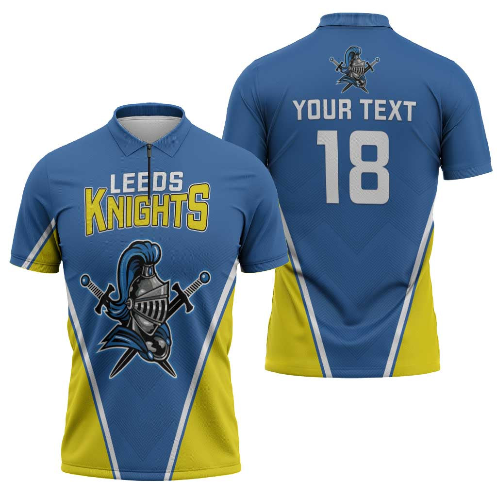 Custom West Knights of Yorkshire Zipper Polo Shirt Skate Hard Hit Harder Blue Version - Wonder Print Shop