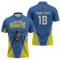 Custom West Knights of Yorkshire Zipper Polo Shirt Skate Hard Hit Harder Blue Version - Wonder Print Shop