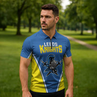 Custom West Knights of Yorkshire Zipper Polo Shirt Skate Hard Hit Harder Blue Version - Wonder Print Shop