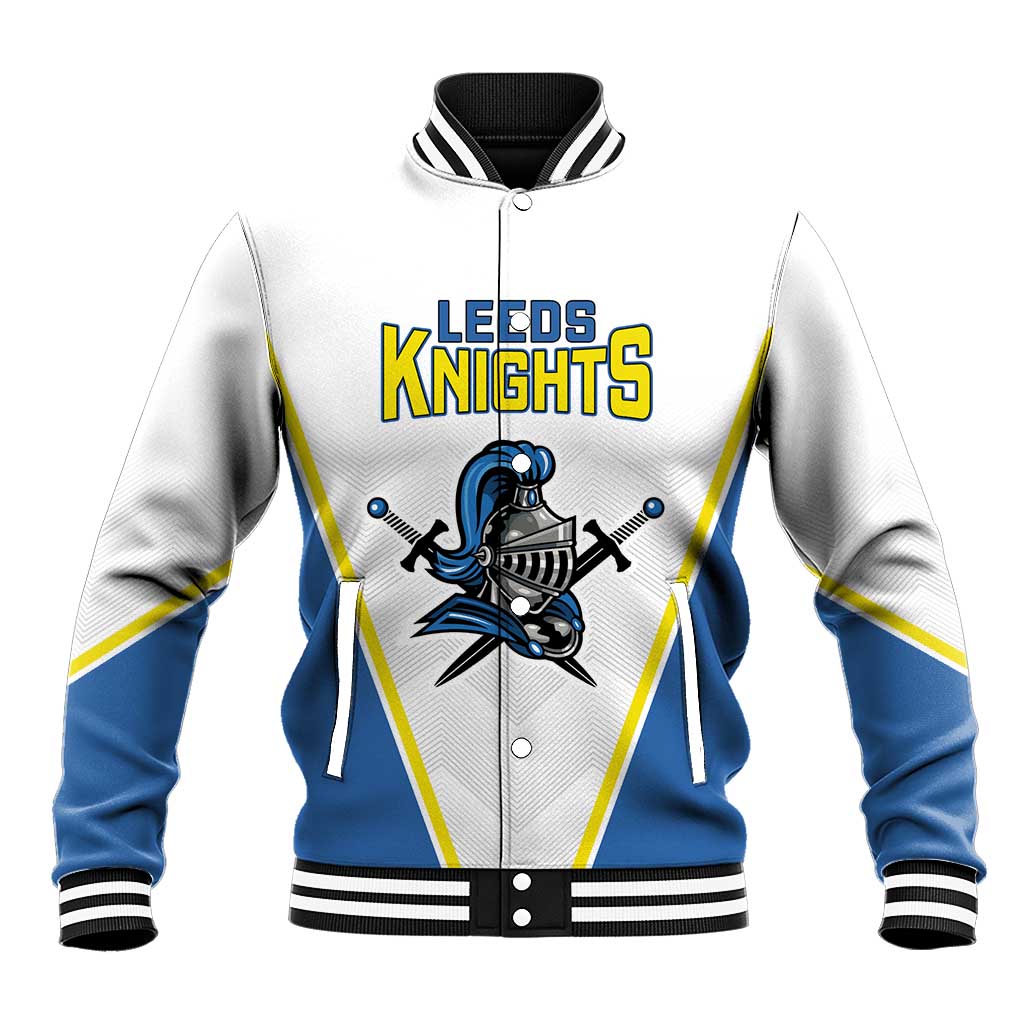 Custom West Knights of Yorkshire Baseball Jacket Skate Hard Hit Harder White Version - Wonder Print Shop