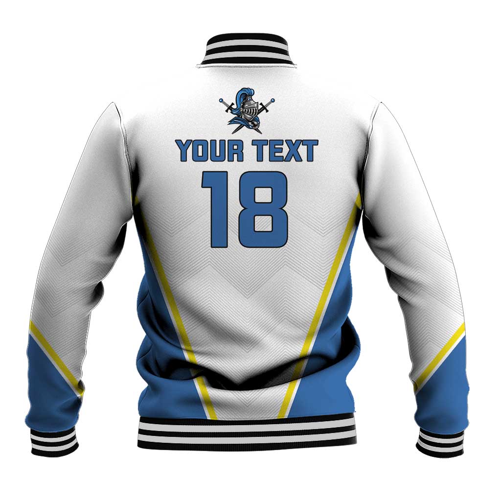 Custom West Knights of Yorkshire Baseball Jacket Skate Hard Hit Harder White Version - Wonder Print Shop