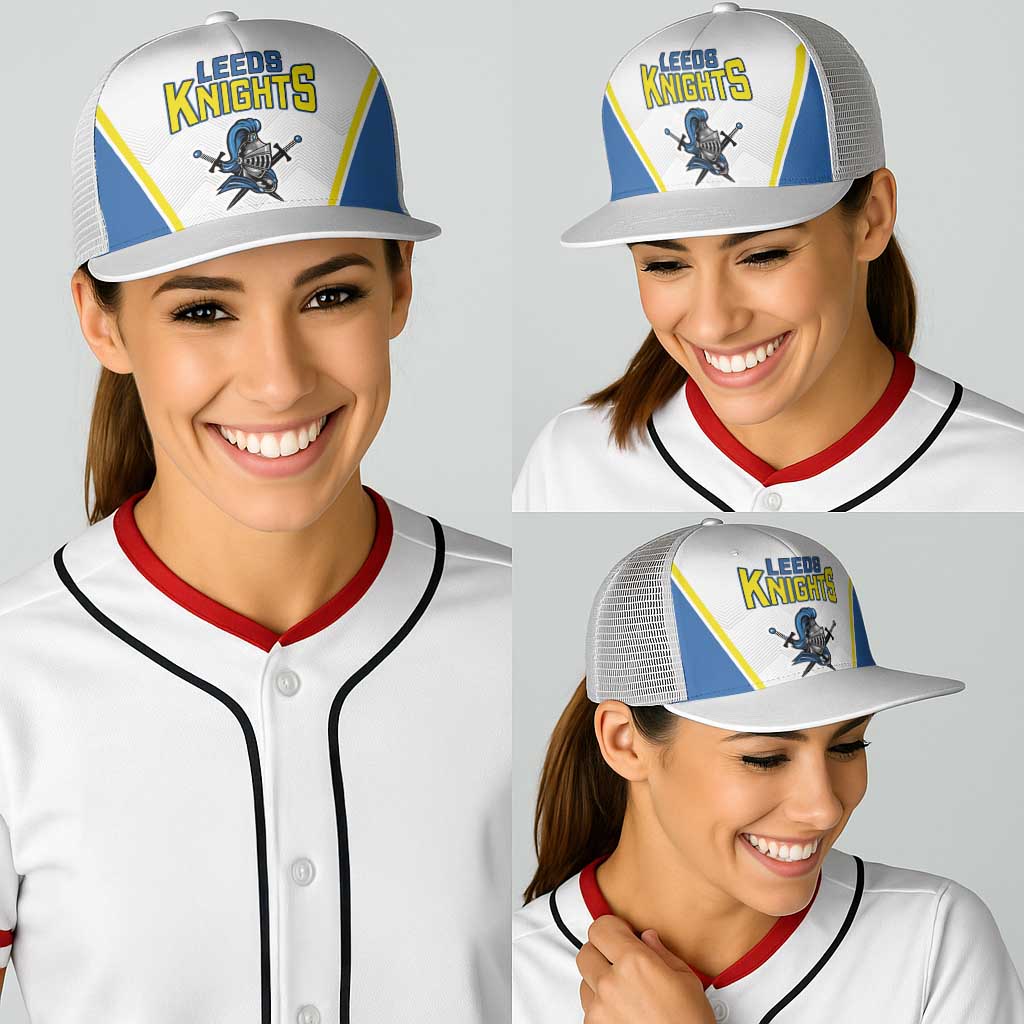 West Knights of Yorkshire Baseball Net Cap Skate Hard Hit Harder White Version - Wonder Print Shop