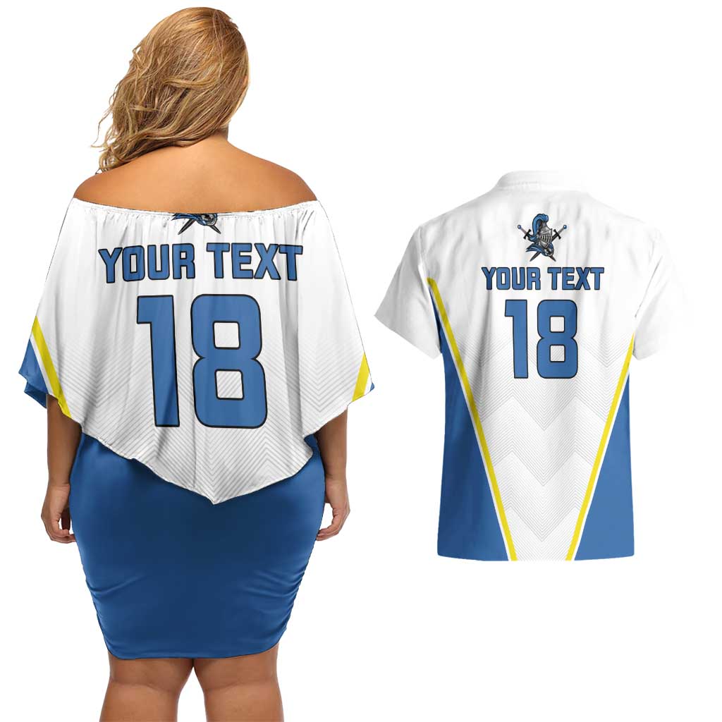 Custom West Knights of Yorkshire Couples Matching Off Shoulder Short Dress and Hawaiian Shirt Skate Hard Hit Harder White Version - Wonder Print Shop
