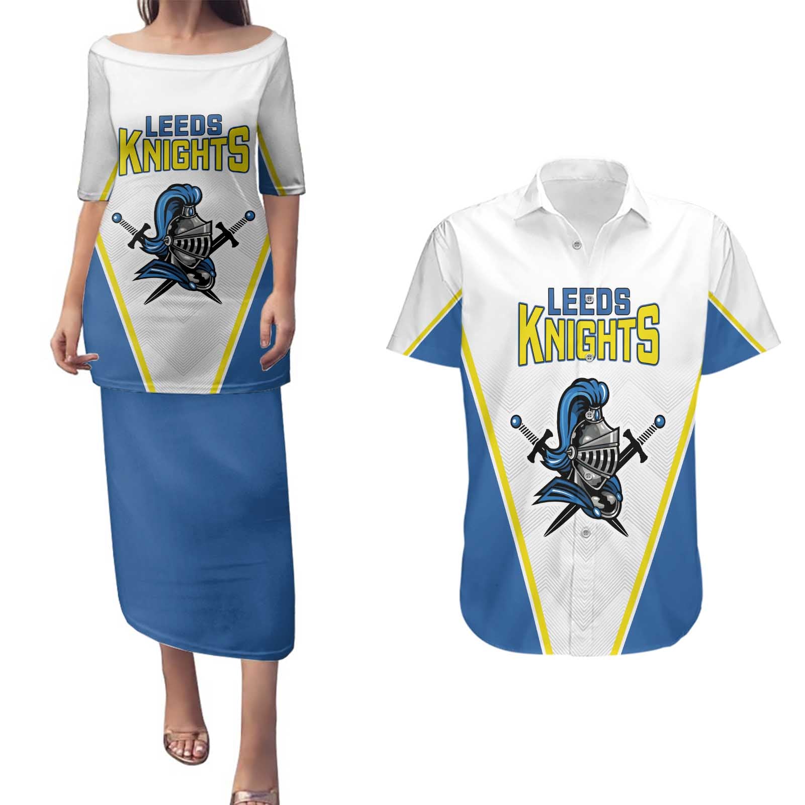 Custom West Knights of Yorkshire Couples Matching Puletasi and Hawaiian Shirt Skate Hard Hit Harder White Version - Wonder Print Shop