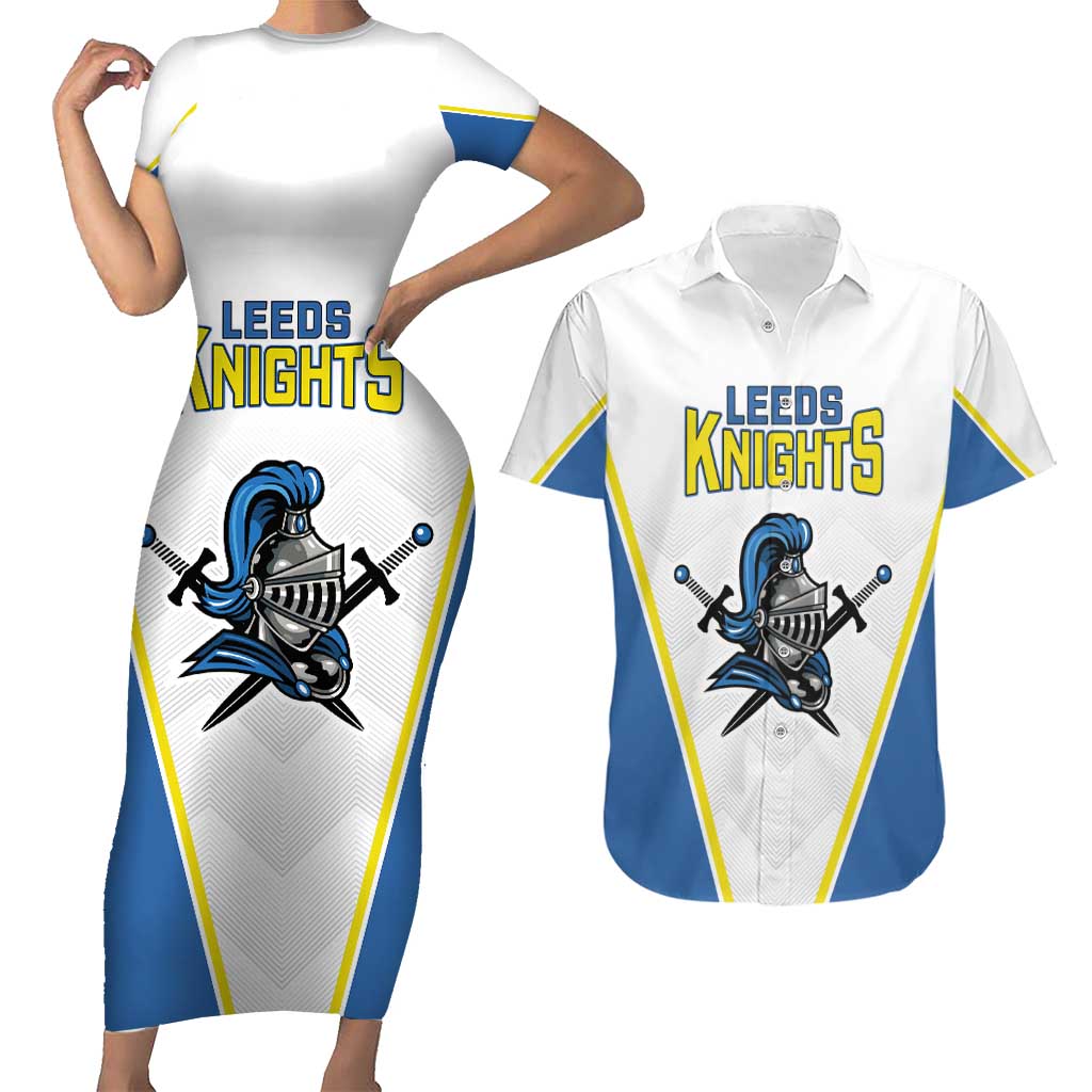 Custom West Knights of Yorkshire Couples Matching Short Sleeve Bodycon Dress and Hawaiian Shirt Skate Hard Hit Harder White Version - Wonder Print Shop
