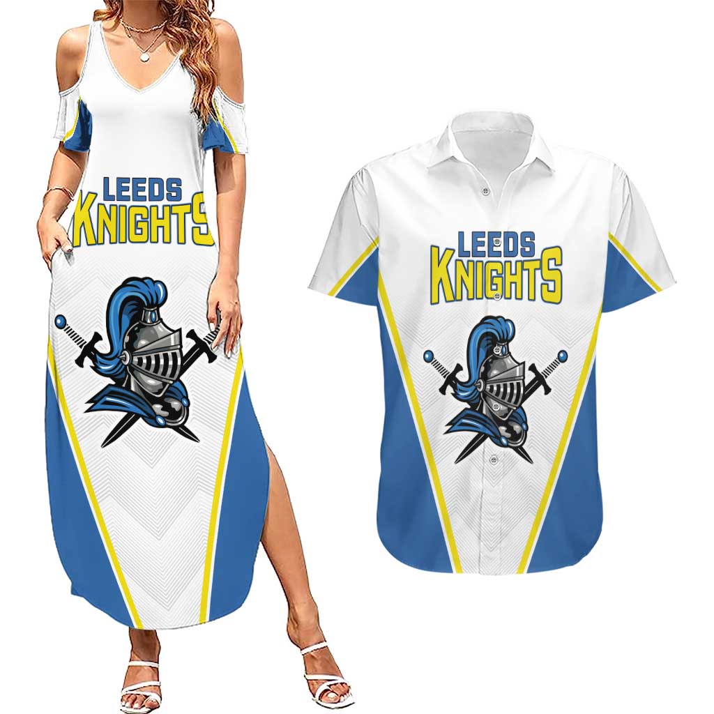 Custom West Knights of Yorkshire Couples Matching Summer Maxi Dress and Hawaiian Shirt Skate Hard Hit Harder White Version - Wonder Print Shop