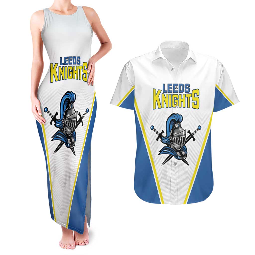 Custom West Knights of Yorkshire Couples Matching Tank Maxi Dress and Hawaiian Shirt Skate Hard Hit Harder White Version - Wonder Print Shop