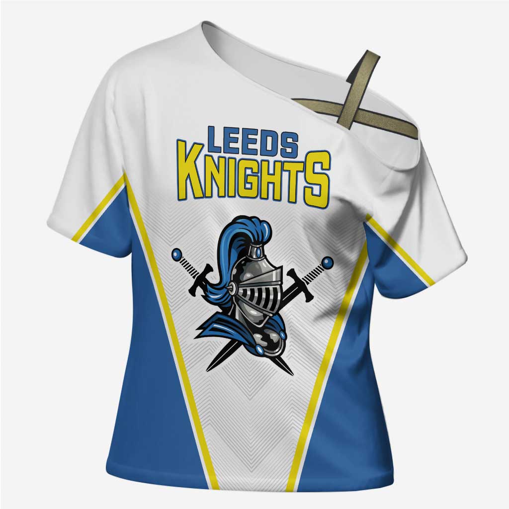 Custom West Knights of Yorkshire Cross Shoulder Shirt Skate Hard Hit Harder White Version - Wonder Print Shop