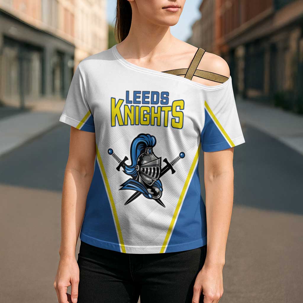 Custom West Knights of Yorkshire Cross Shoulder Shirt Skate Hard Hit Harder White Version - Wonder Print Shop