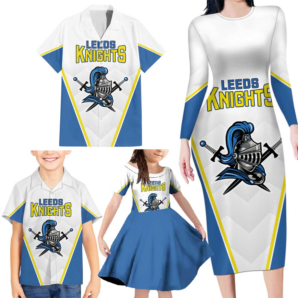 Custom West Knights of Yorkshire Family Matching Long Sleeve Bodycon Dress and Hawaiian Shirt Skate Hard Hit Harder White Version - Wonder Print Shop