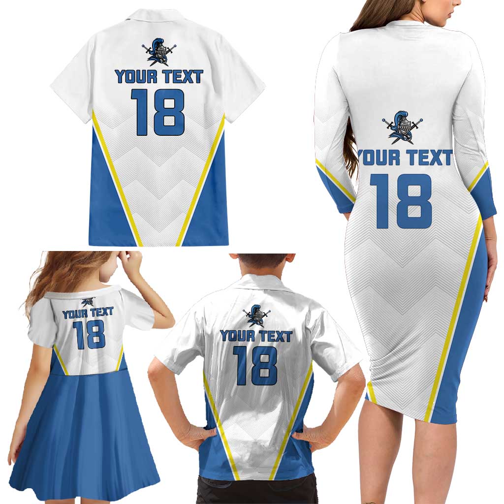 Custom West Knights of Yorkshire Family Matching Long Sleeve Bodycon Dress and Hawaiian Shirt Skate Hard Hit Harder White Version - Wonder Print Shop