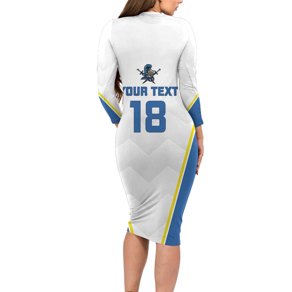 Custom West Knights of Yorkshire Family Matching Long Sleeve Bodycon Dress and Hawaiian Shirt Skate Hard Hit Harder White Version - Wonder Print Shop