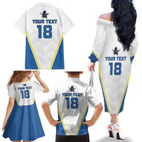 Custom West Knights of Yorkshire Family Matching Off The Shoulder Long Sleeve Dress and Hawaiian Shirt Skate Hard Hit Harder White Version - Wonder Print Shop