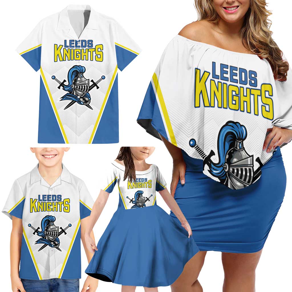 Custom West Knights of Yorkshire Family Matching Off Shoulder Short Dress and Hawaiian Shirt Skate Hard Hit Harder White Version - Wonder Print Shop