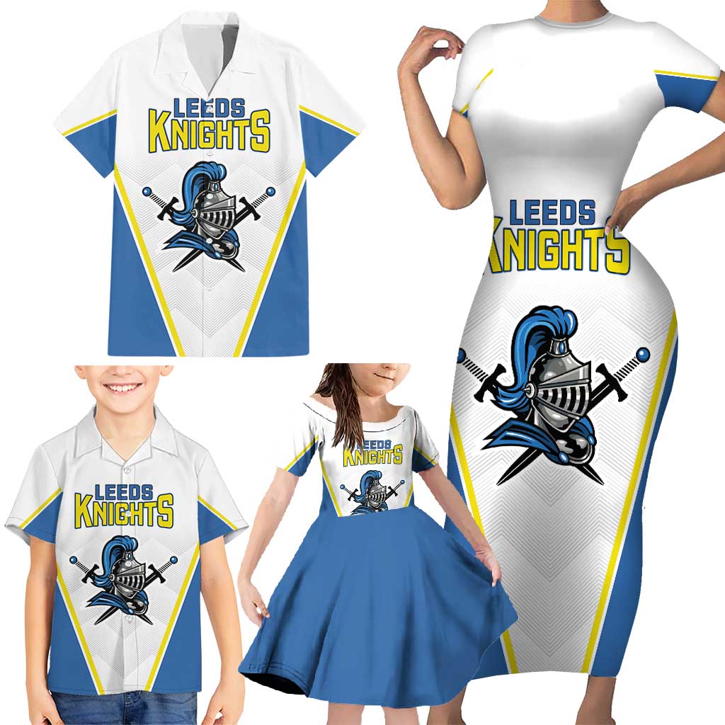 Custom West Knights of Yorkshire Family Matching Short Sleeve Bodycon Dress and Hawaiian Shirt Skate Hard Hit Harder White Version - Wonder Print Shop