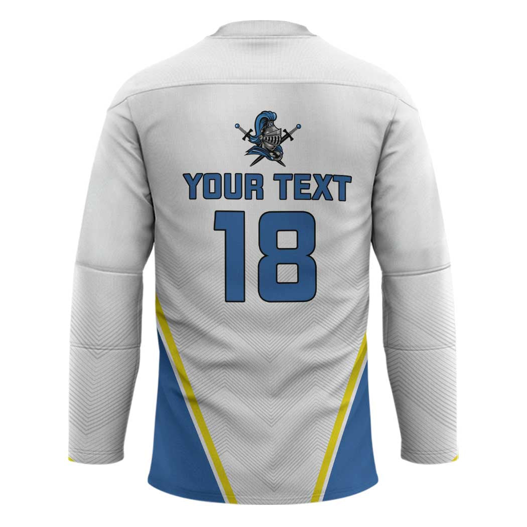 Custom West Knights of Yorkshire Hockey Jersey Skate Hard Hit Harder White Version - Wonder Print Shop