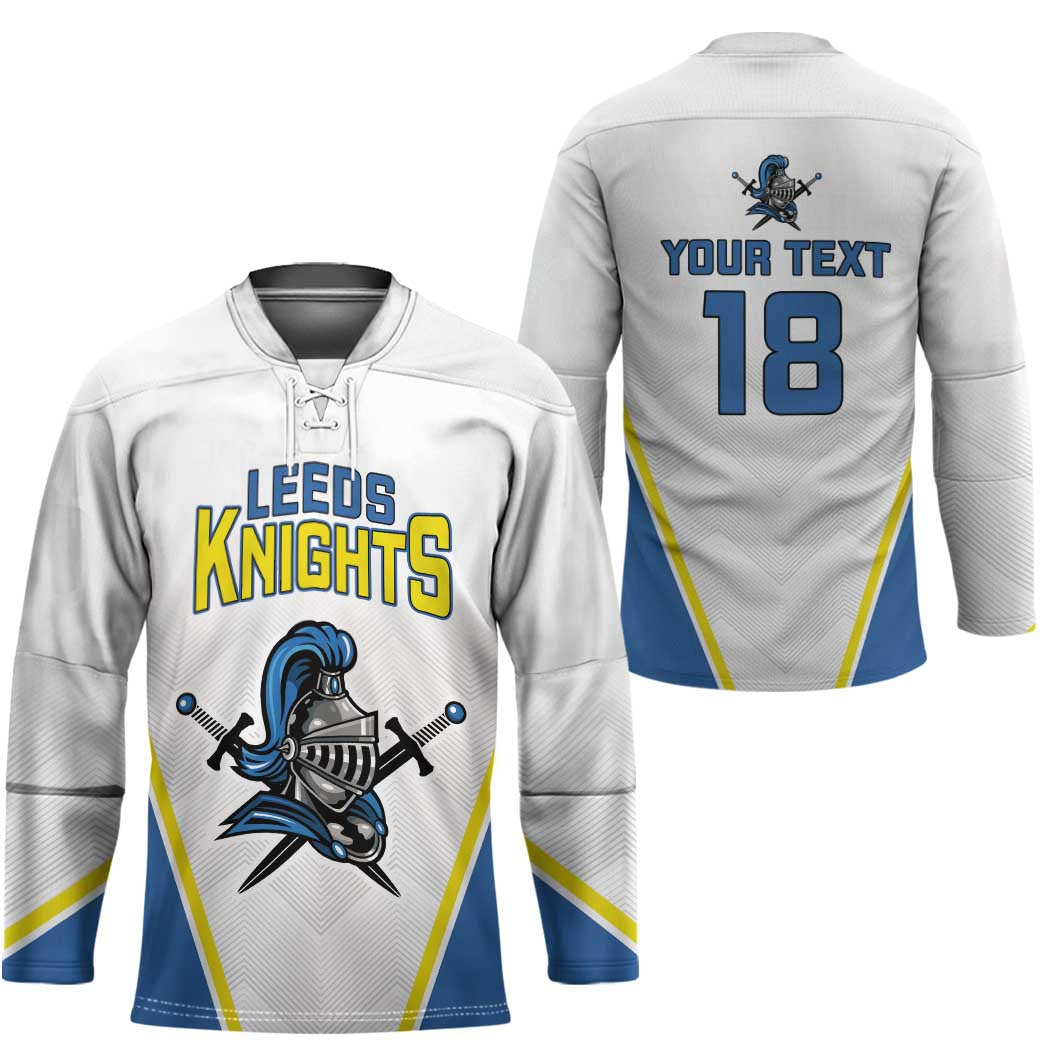 Custom West Knights of Yorkshire Hockey Jersey Skate Hard Hit Harder White Version - Wonder Print Shop
