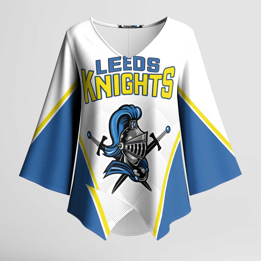 Custom West Knights of Yorkshire Kimono Sleeve Blouse Skate Hard Hit Harder White Version - Wonder Print Shop