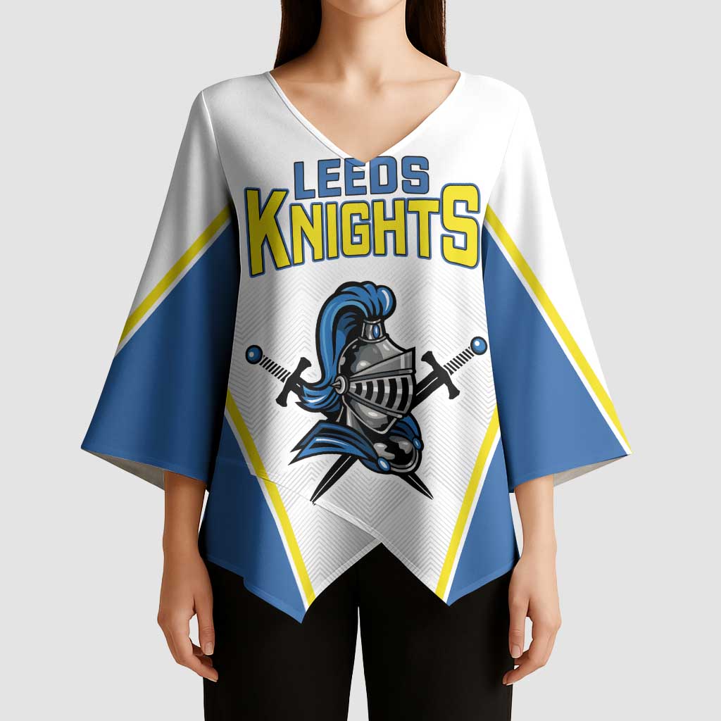 Custom West Knights of Yorkshire Kimono Sleeve Blouse Skate Hard Hit Harder White Version - Wonder Print Shop
