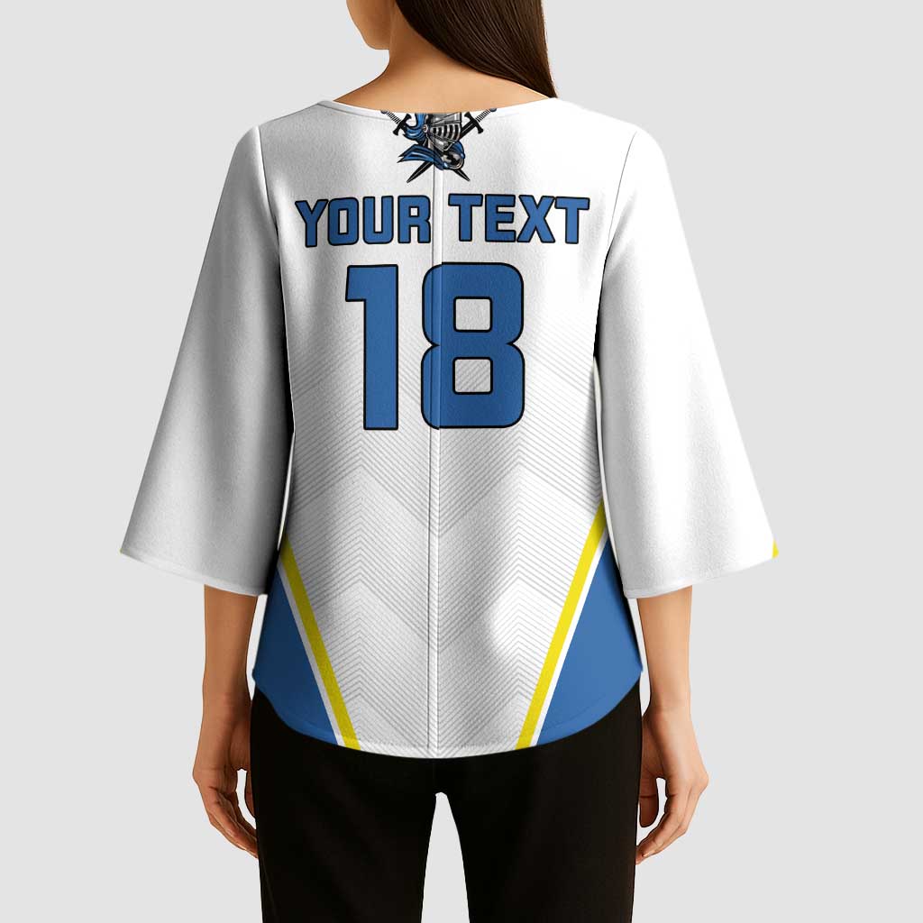 Custom West Knights of Yorkshire Kimono Sleeve Blouse Skate Hard Hit Harder White Version - Wonder Print Shop