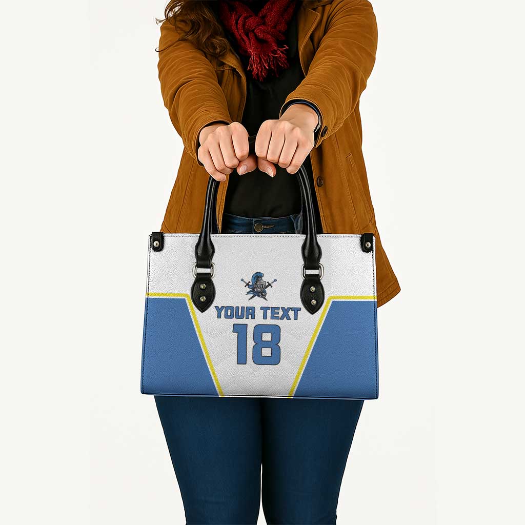 Custom West Knights of Yorkshire Leather Bag Skate Hard Hit Harder White Version - Wonder Print Shop