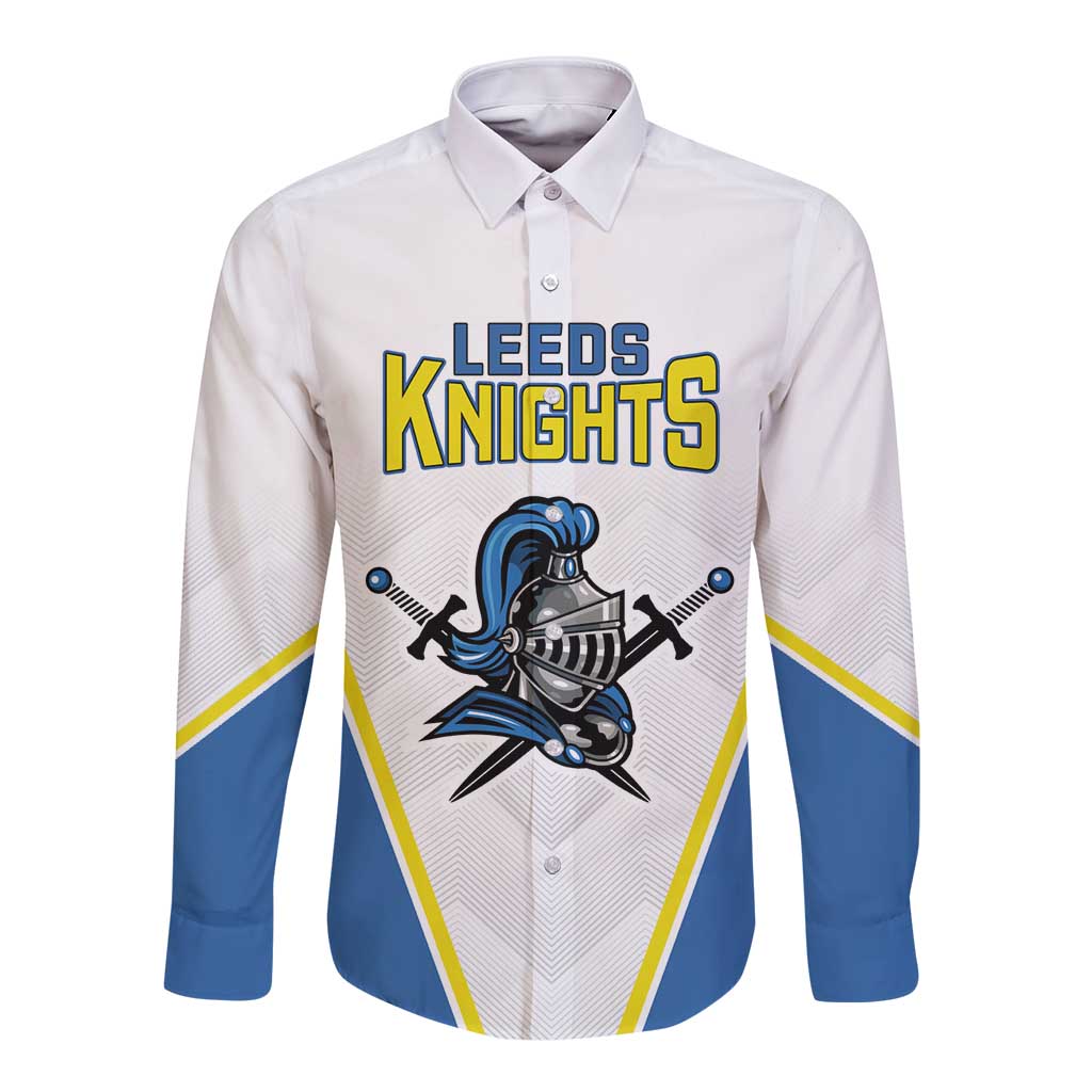 Custom West Knights of Yorkshire Long Sleeve Button Shirt Skate Hard Hit Harder White Version - Wonder Print Shop
