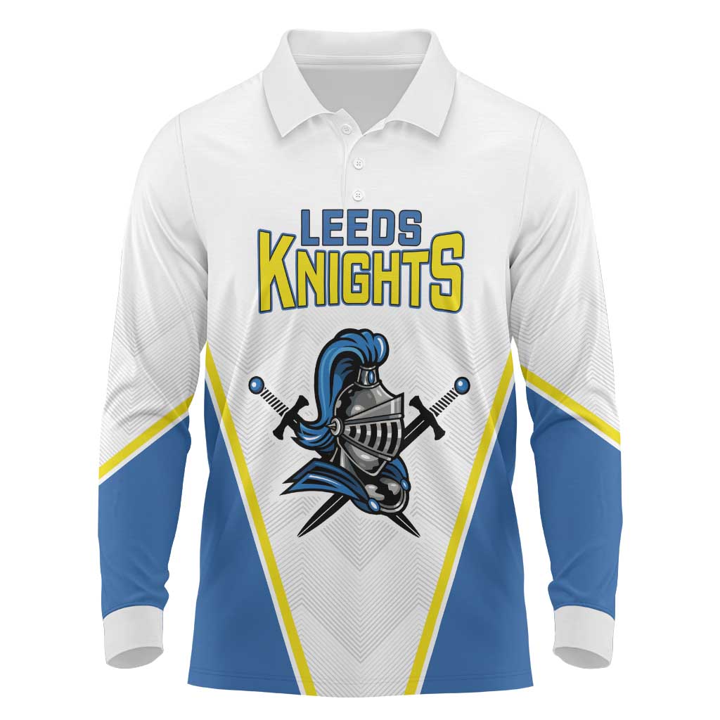 Custom West Knights of Yorkshire Long Sleeve Polo Shirt Skate Hard Hit Harder White Version - Wonder Print Shop
