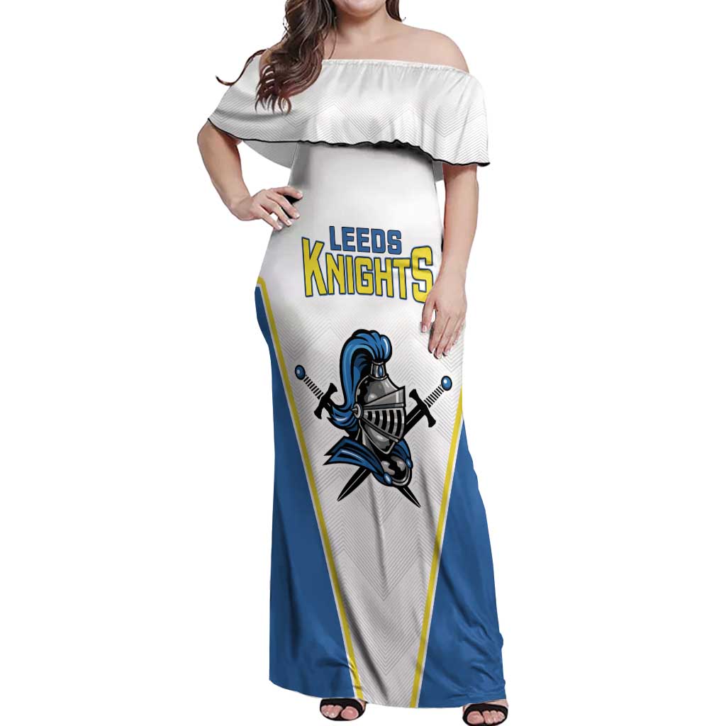 Custom West Knights of Yorkshire Off Shoulder Maxi Dress Skate Hard Hit Harder White Version - Wonder Print Shop