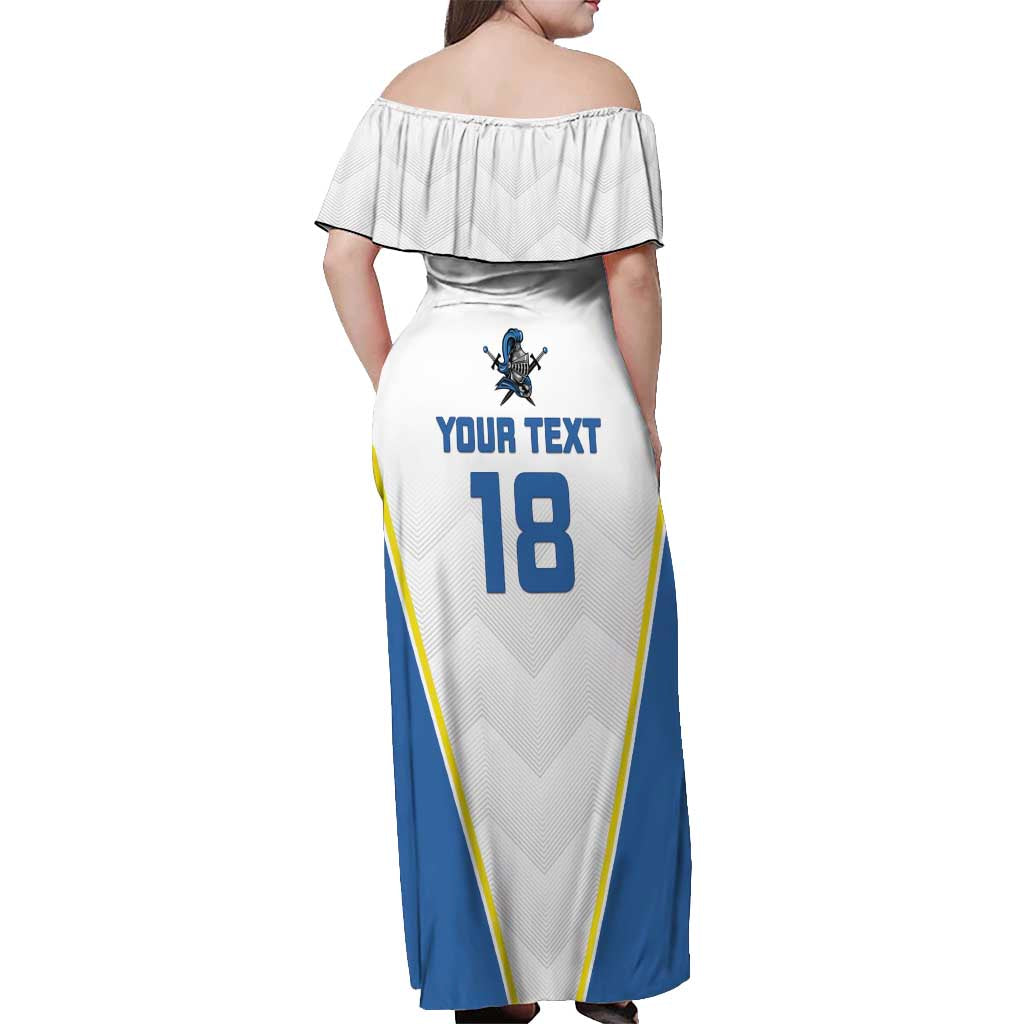 Custom West Knights of Yorkshire Off Shoulder Maxi Dress Skate Hard Hit Harder White Version - Wonder Print Shop