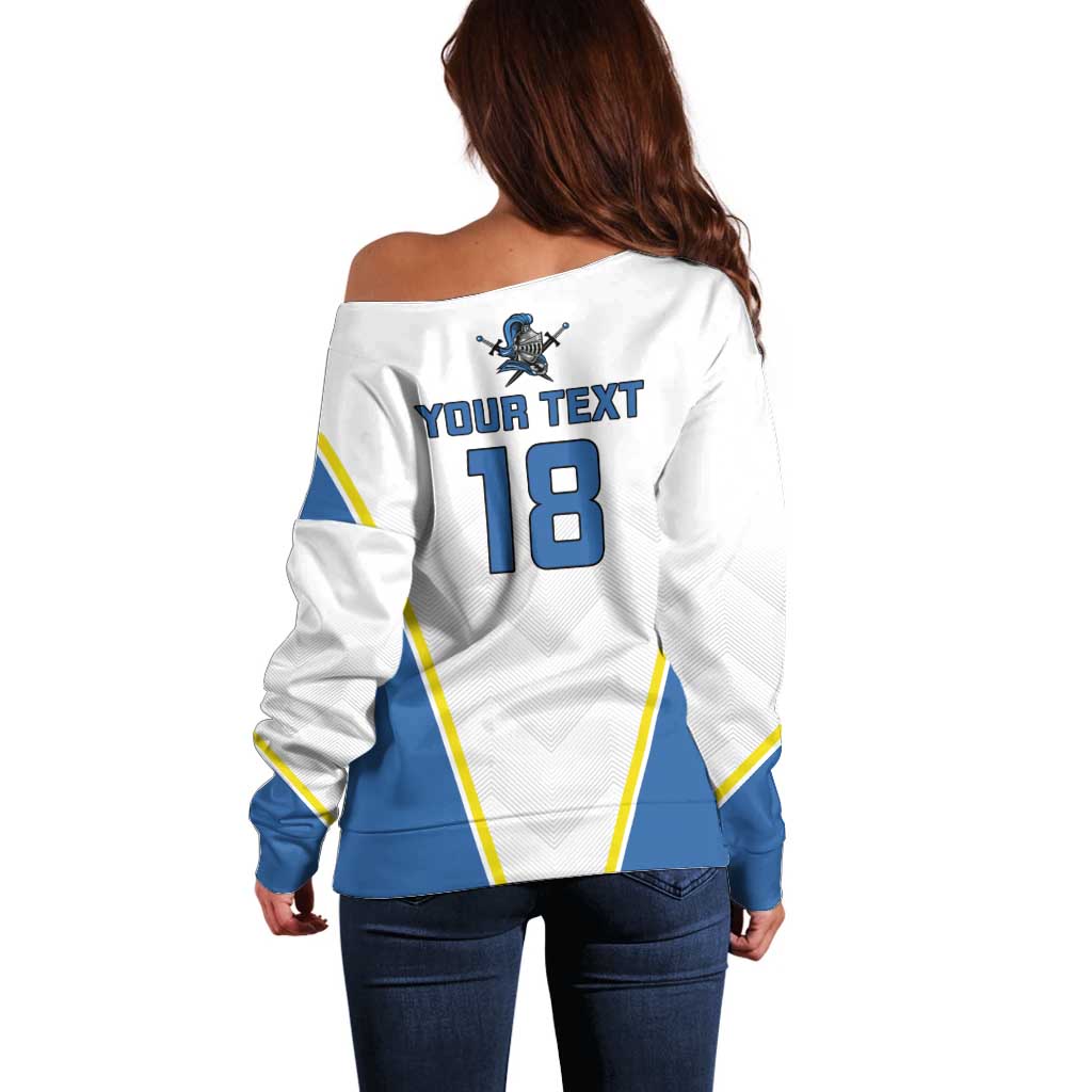 Custom West Knights of Yorkshire Off Shoulder Sweater Skate Hard Hit Harder White Version - Wonder Print Shop